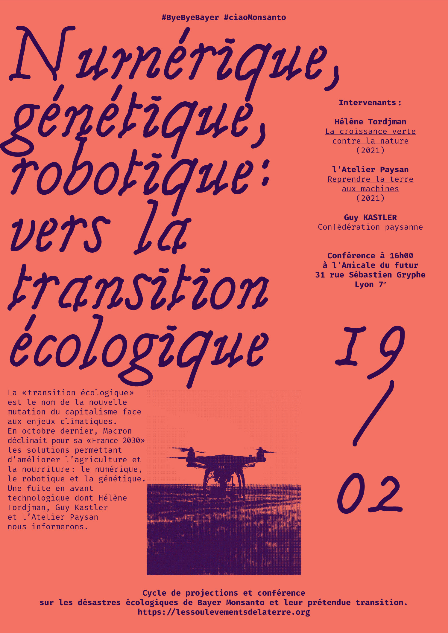 L'Amicale du Futur, 31 rue Sébastien Gryphe Lyon 7e — SAM 19/02 16h CONFERENCE NUMERIQUE, GENETIQUE, ROBOTIQUE : VERS LA TRANSITION ECOLOGIQUE?